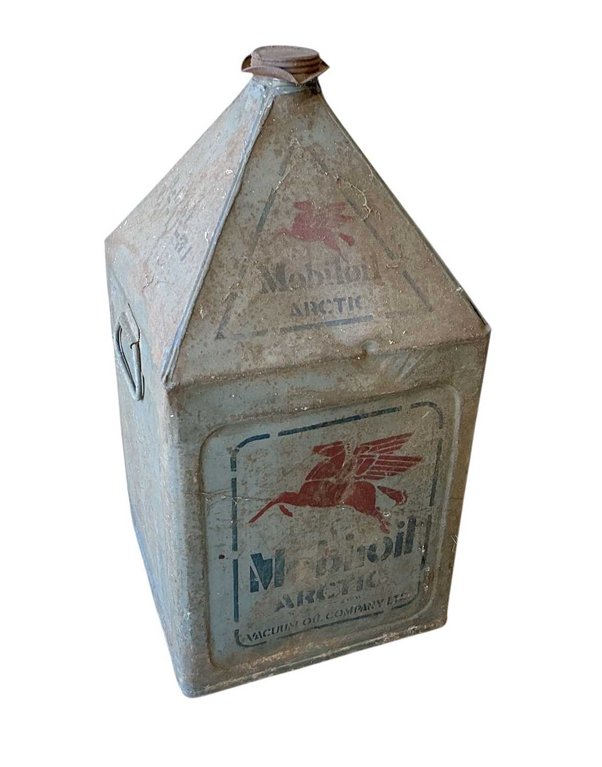 Lot 12 - Original Mobiloil "Arctic" oil can, 52cm in overall height