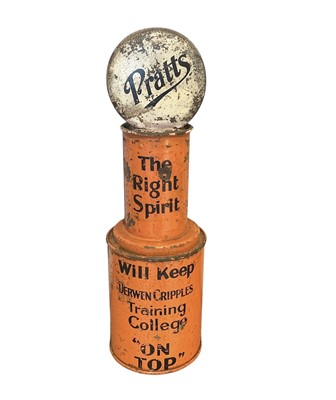 Lot 16 - Scarce original Pratts promotional money box - The Right Spirit will keep Derwen Cripples Training College "On Top"', 25.5cm in height
