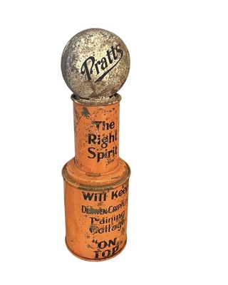 Lot 16 - Scarce original Pratts promotional money box - The Right Spirit will keep Derwen Cripples Training College "On Top"', 25.5cm in height