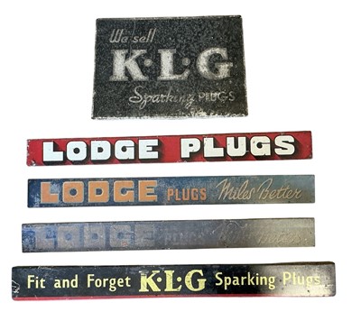 Lot 18 - Group of five KLG and Lodge Spark Plugs tin advertising signs (5)