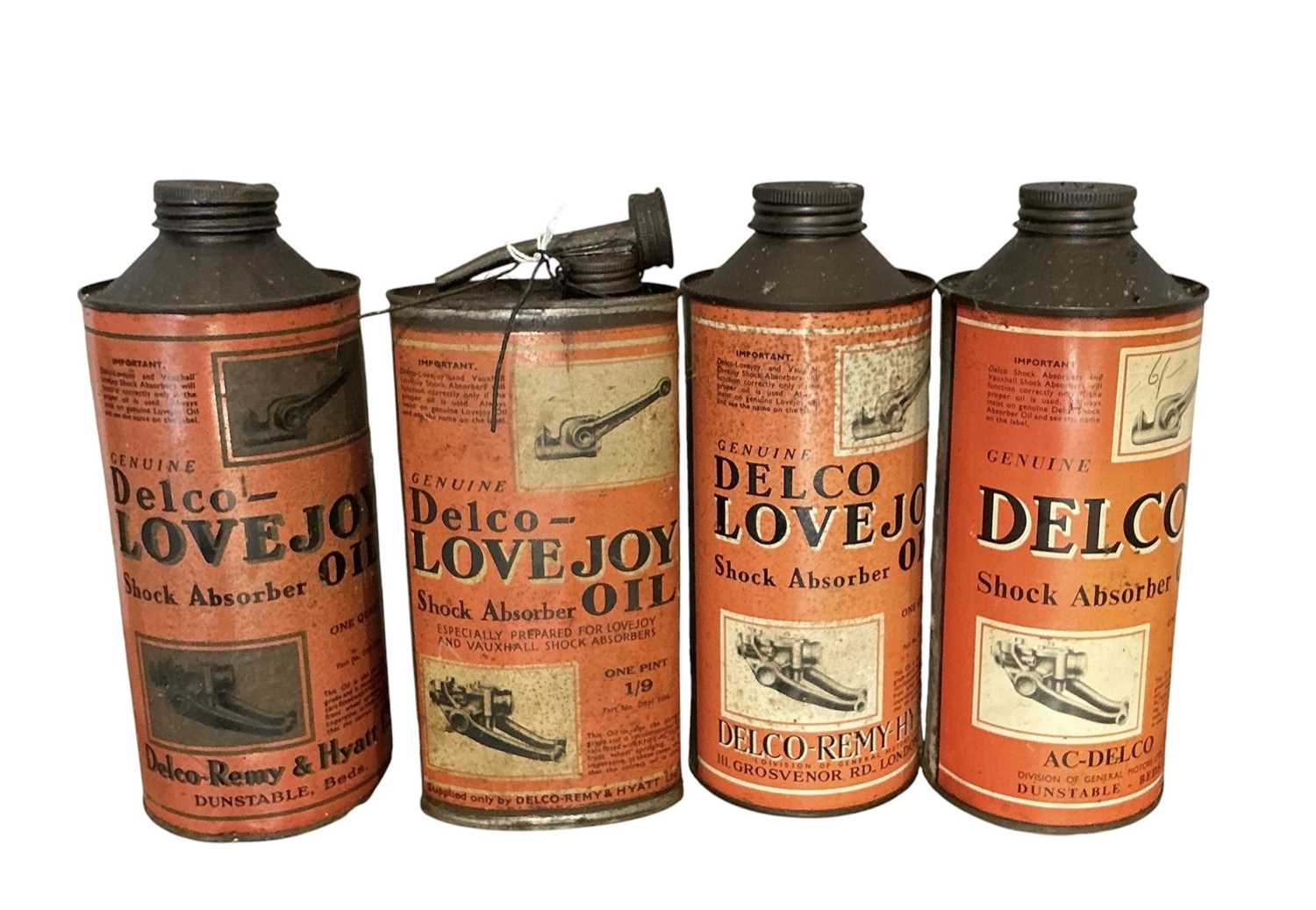 Lot 20 - Collection of four assorted vintage Delco-Lovejoy oils and lubricants in tins (4)