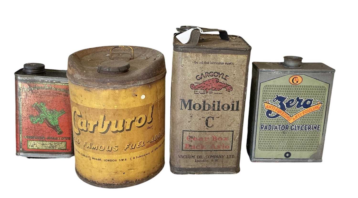 Lot 24 - Collection of four assorted vintage oils and lubricants in tins to include Gargoyle Mobiloil "C" (4)