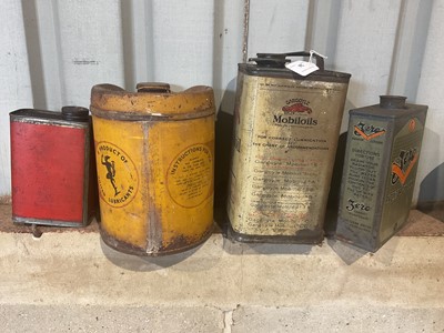 Lot 24 - Collection of four assorted vintage oils and lubricants in tins to include Gargoyle Mobiloil "C" (4)