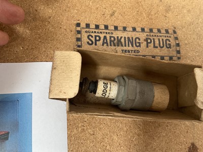 Lot 32 - Collection of vintage spark plugs to include Lodge and Champion, with original packaging and ephemera