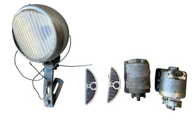 Lot 33 - 1930s traffic light stop lamp accessory and other motoring lamps and equipment