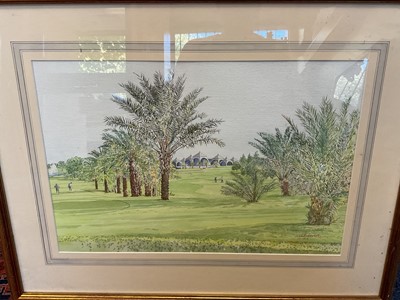 Lot 5192 - Watercolours of a French port and golf course.