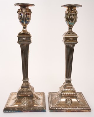 Lot Pair of George III silver candlesticks