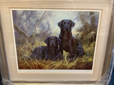 Lot 5203 - Group of pictures including a limited edition signed print of Labradors by John Trickett
