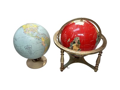 Lot 5207 - Revolving world globe on a stand together with another globe
