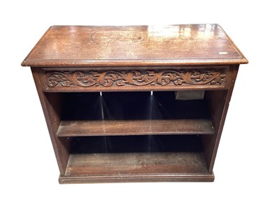 Lot 5321 - Georgian oak hanging bookcase with carved decoration to the front, 67cm wide x 58cm tall