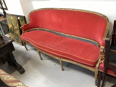 Lot 5320 - Large 19th century French sofa with ornate gilt decoration, 193cm wide