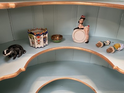 Lot 5259 - Group of ceramics, including a Carlton Ware Fairyland lustre small bowl, a Beswick badger, French faience pot, German bisque risqué ornament, etc