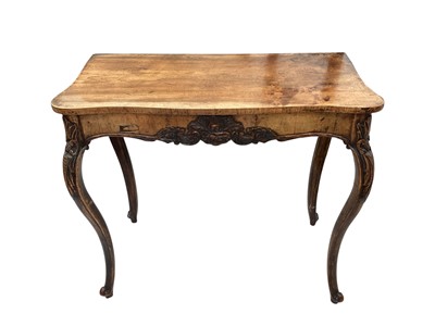 Lot 5316 - 19th century walnut side table with cabriole legs and carving to the front, 85 cm wide x 75cm tall