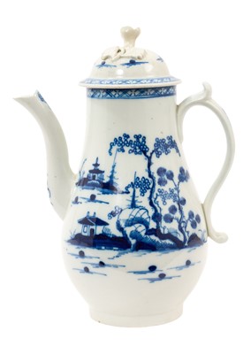 Lot Early Caughley Cannonball pattern coffee pot and cover, circa 1778
