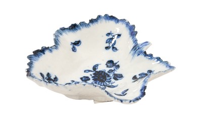 Lot Bristol blue and white leaf shaped pickle dish, circa 1775