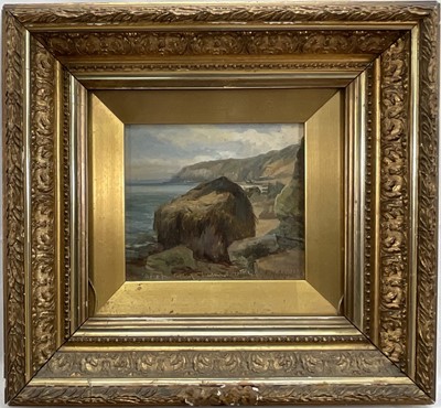 Lot 1184 - John Henry Oswald (1843-1895) oil on panel, 'Scarborough 18th July', signed, inscribed, 16cm x 18cm, behind glass in gilt frame