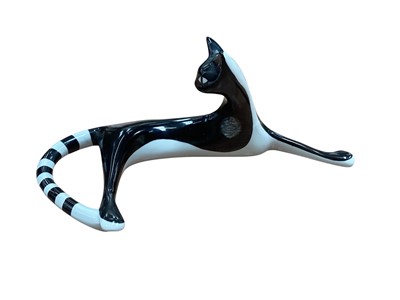 Lot 2291 - Cmielow Polish studio pottery figure of a black and white cat, believed to date from before the factory fire