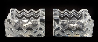 Lot Formerly the property of William Tallon R.V.M., pair Lalique Art Deco-style glass ashtrays marked 'Lalique France'. Sold by these rooms in The William Tallon Sale 5th July 2008, lot 479