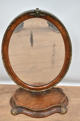 Lot 1369 - Victorian walnut framed dressing mirror with gilt metal mounts