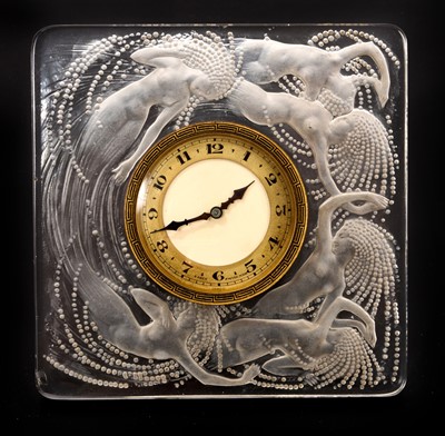 Lot Rene Lalique, ‘Naiades’ glass framed timepiece