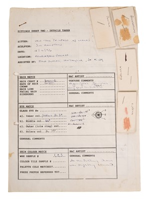 Lot H.R.H. Diana, Princess of Wales (1961-1997). Very rare Madame Tussauds Sittings' Sheet: 18th April , 1996. Comprising two sheets of A4.