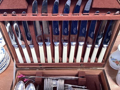 Lot 5026 - Canteen of silver plated cutlery by Mappin and Webb in oak cased box