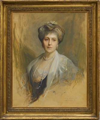 Lot Portrait of H.R.H. The Princess Beatrice (Princess Henry of Battenburg,1857-1944) after Philip de László by Sydney Percy Kendrick (1874 - 1955), oil on canvas, signed, in original gilt frame, 88c...