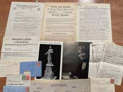Lot 1194 - Emmeline Pankhurst Suffragette and Activist (1858 - 1928). A collected body of historial records