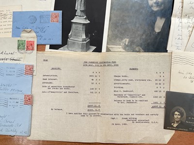 Lot 1194 - Emmeline Pankhurst Suffragette and Activist (1858 - 1928). A collected body of historial records