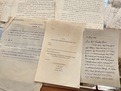 Lot 1194 - Emmeline Pankhurst Suffragette and Activist (1858 - 1928). A collected body of historial records