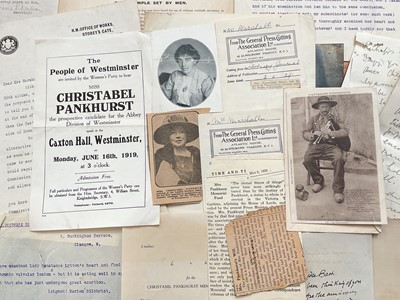 Lot 1194 - Emmeline Pankhurst Suffragette and Activist (1858 - 1928). A collected body of historial records