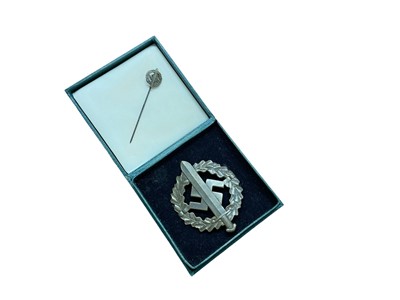 Lot 838 - Nazi S.A. Military Sports badge and pin with box.