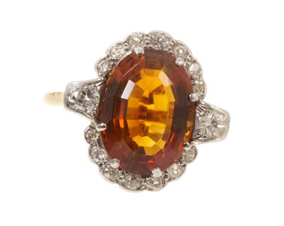 Lot Citrine and diamond cocktail ring