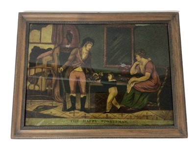 Lot 1019 - 19th century reverse print on glass - The happy sportsman