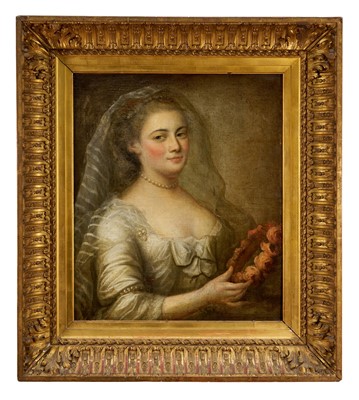Lot Manner of François Hubert Drouais (1727-1775) oil on canvas - Portrait of a Lady, believed to be indistinctly signed top right, 64cm x 55cm, in gilt frame
