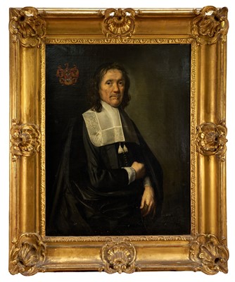 Lot Dutch School, mid 17th century, oil on canvas - Portrait of a Nobleman, named as Anthonie de Jonge, Heer Von Bruinisse, dated 16?8, gilt frame