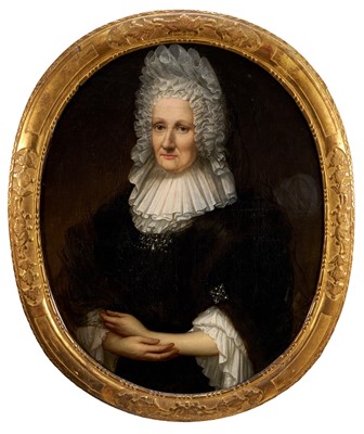 Lot Continental School, early 18th century, oval oil on canvas - Portrait of a Lady, indistinctly signed, dated 1709, 91cm x 72cm, in good gilt frame.