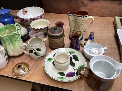 Lot 5076 - Group of Poole pottery to include six person teaset, vases, teapots etc together with other ceramics including Cornish ware jug