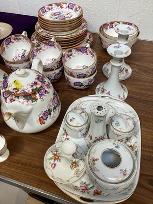 Lot 5077 - Coalport six person tea service decorated in a floral design together with some other ceramics to include candlesticks etc