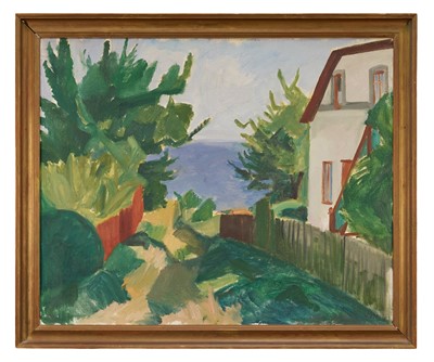 Lot Ville Jais-Nielsen (1886-1949) oil on canvas - House by the Coast, signed, 68cm x 83cm, framed