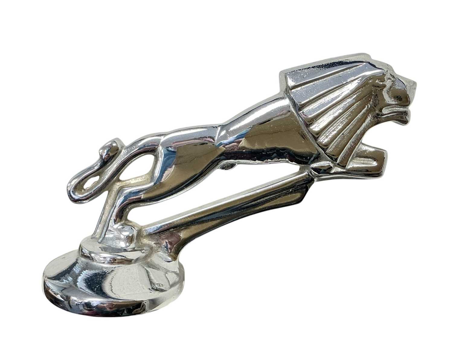 Lot 53 - Chromium plated Art Deco style lion car mascot, with screw fitting to base, 14.5cm in length