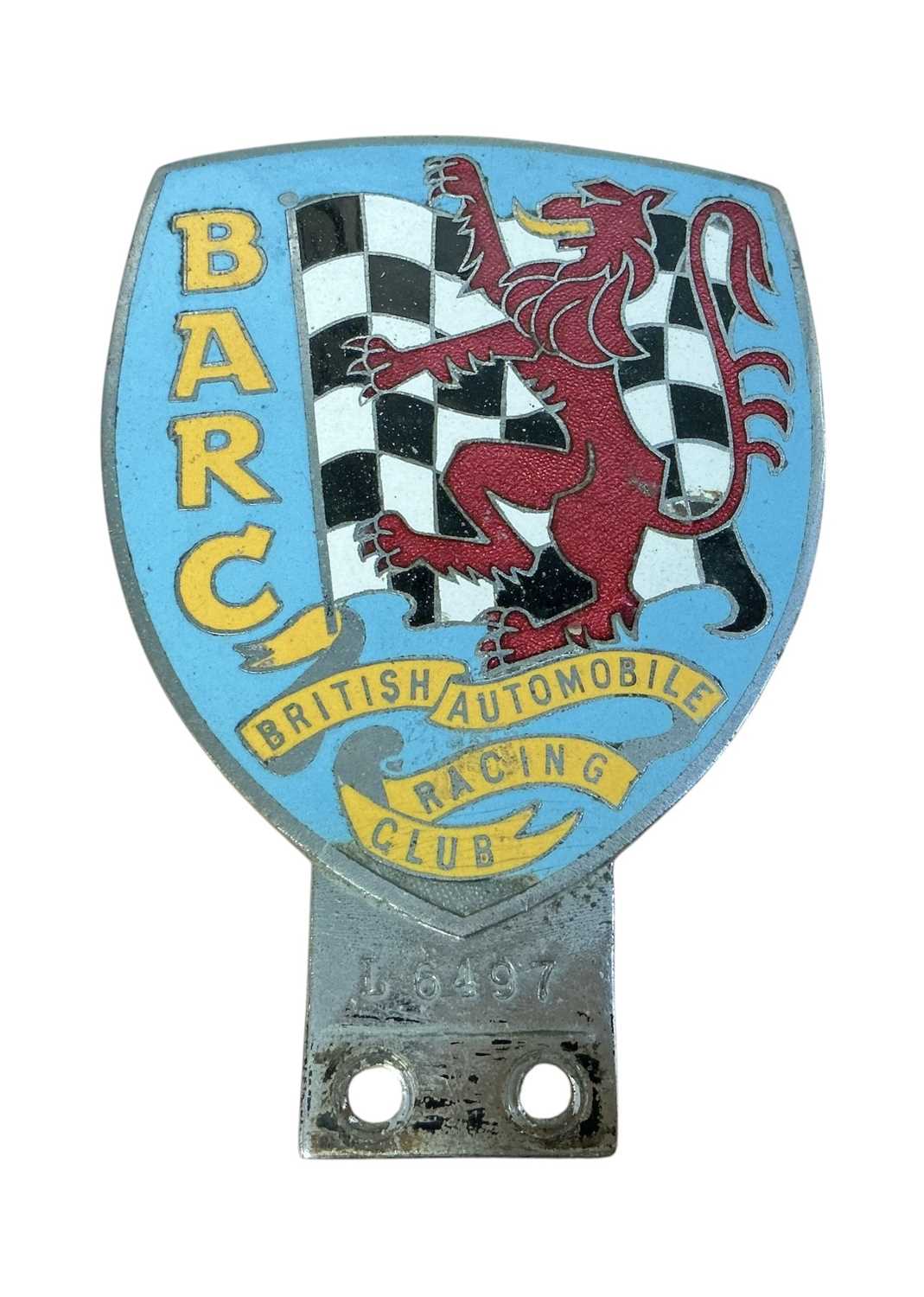 Lot 63 - Vintage British Automobile Racing Club (BARC) chromium and enamel members' badge, stamped L6497