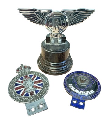 Lot 70 - British Legion Prince of Wales Pension Fund Essex County car badge, stamped 61 to reverse, together with a Queen Elizabeth II 1953 Coronation car badge