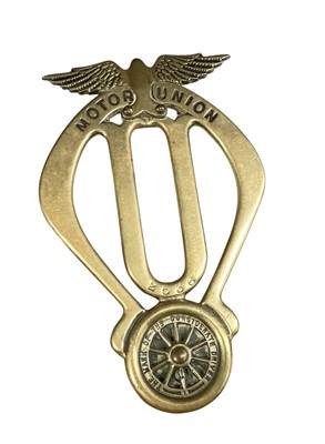 Lot 126 - Edwardian brass Motor Union members' badge no. 2536 circa 1908