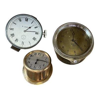 Lot 131 - Group of three 1920s car clocks to include Jaeger and Smiths examples (3)