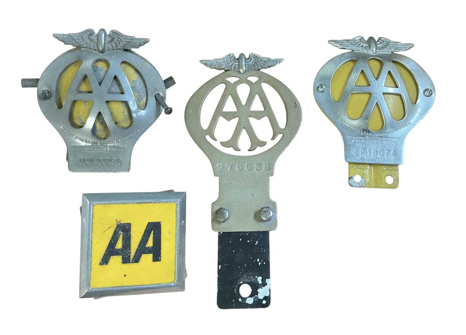 Lot 73 - Group of four various Automobile Association (AA) members' car badges (4)