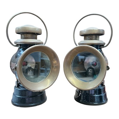 Lot 142 - Pair of Edwardian Lucas No.720 "King of the Road" oil side lamps