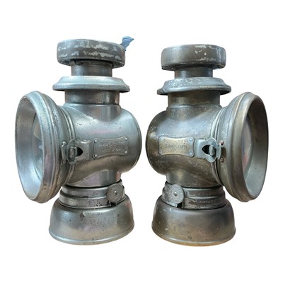 Lot 141 - Pair Edwardian Lucas King’s Own F146 oil side lamps (2)