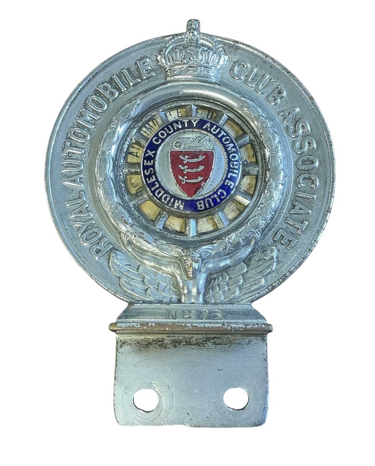 Lot 81 - Royal Automobile Club Association- Middlesex County Automobile Club members' badge numbered ''N275''
