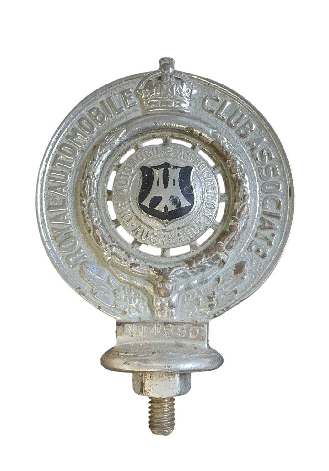 Lot 83 - Royal Automobile Club Association- The Automobile Association Auckland members' badge numbered ''N14880''